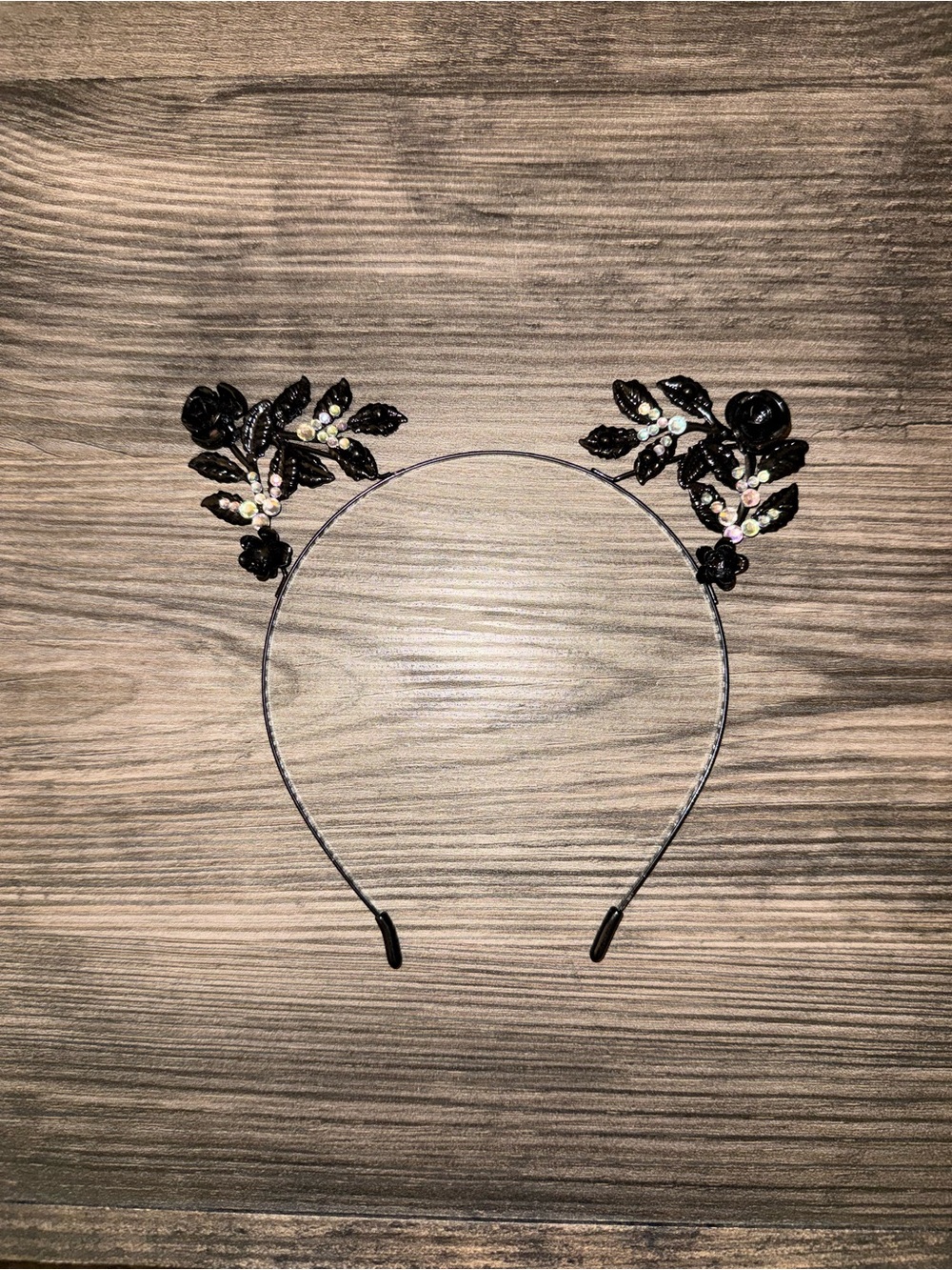 Embellished Black Floral Cat Ear Headband